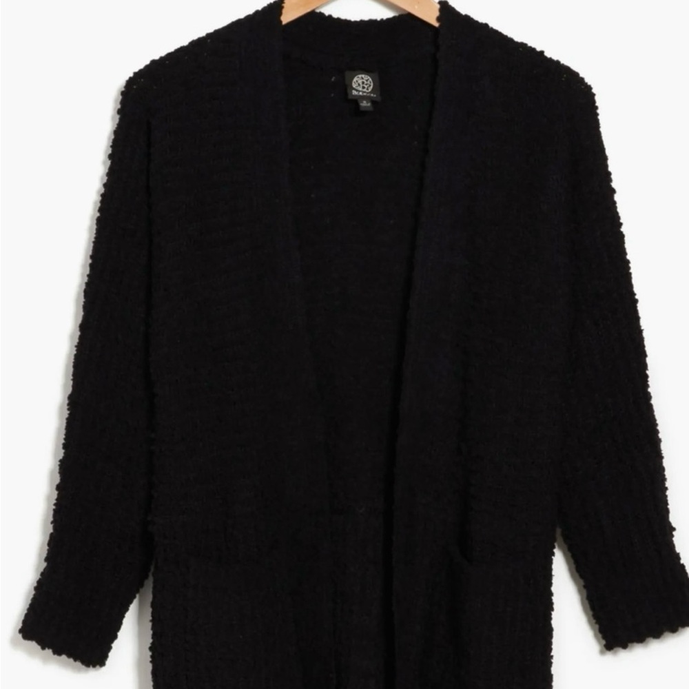 Bobeau Black Fuzzy Cardigan Sweater
